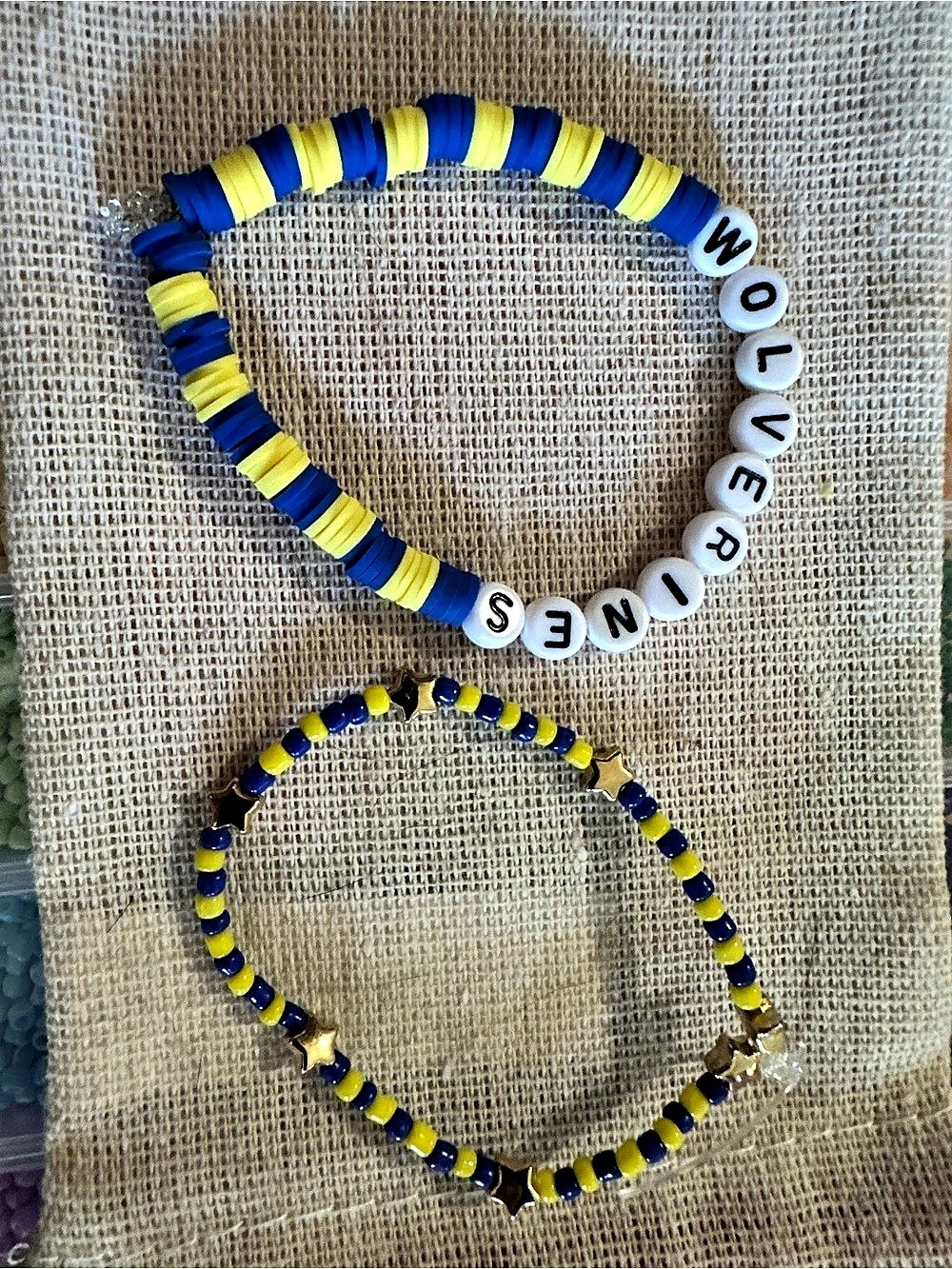 Blue & Yellow Beaded Bracelet Set